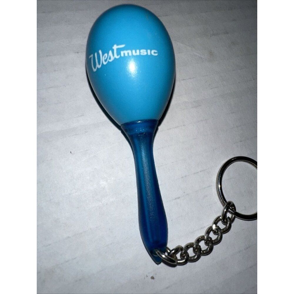 West Music Blue Maracas Rumba Shaker Key Chain Unique Vintage